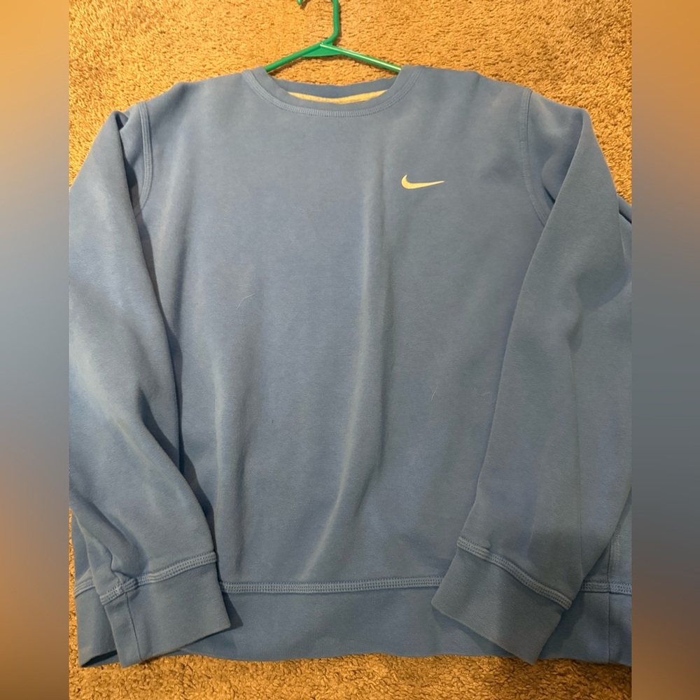 Nike Light Blue Crewneck Sweatshirt with Small Swoosh
